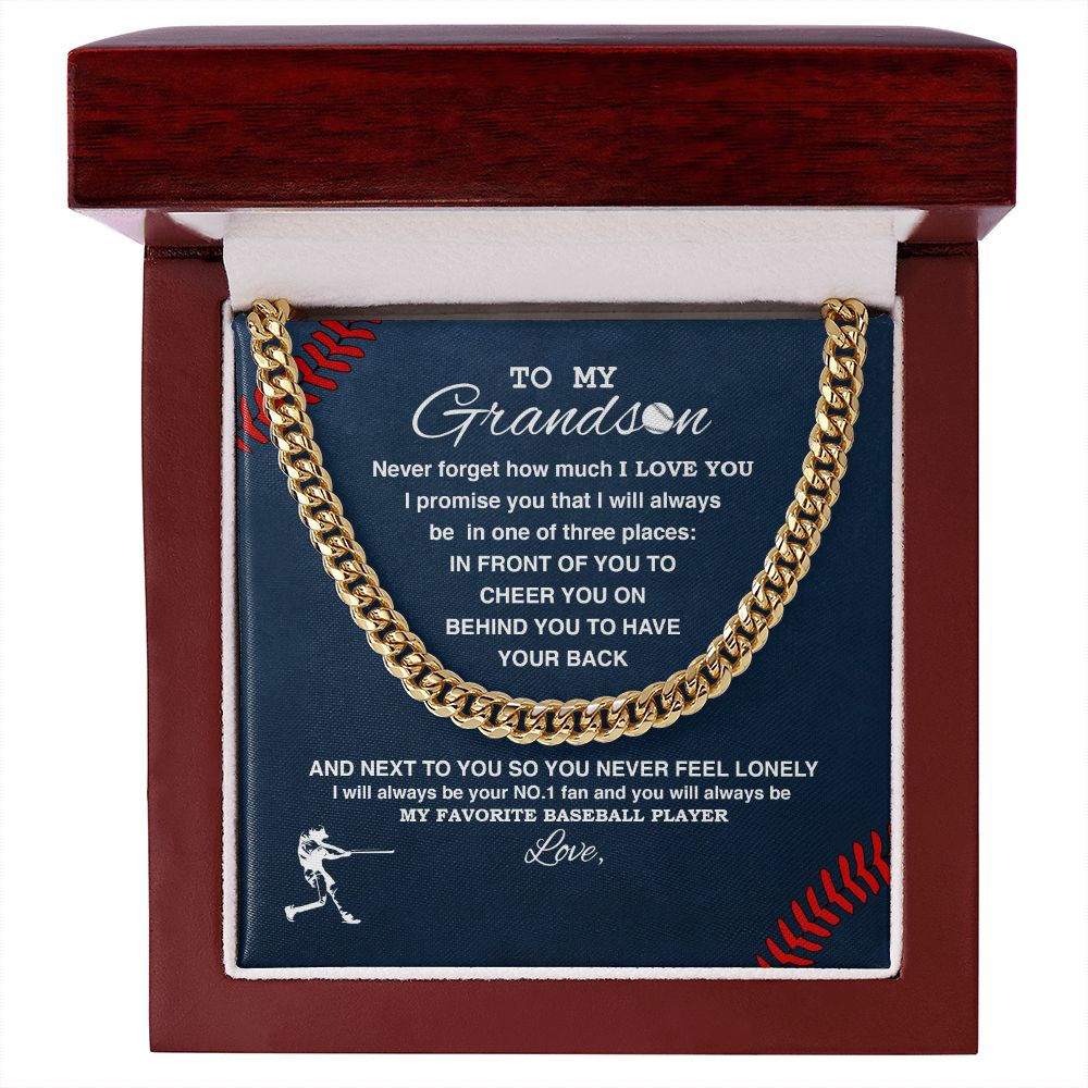 To My Grandson - #1 Fan, Personalized, Cuban Link Chain