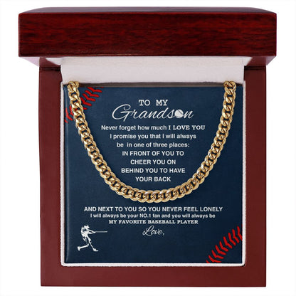 To My Grandson - #1 Fan, Personalized, Cuban Link Chain