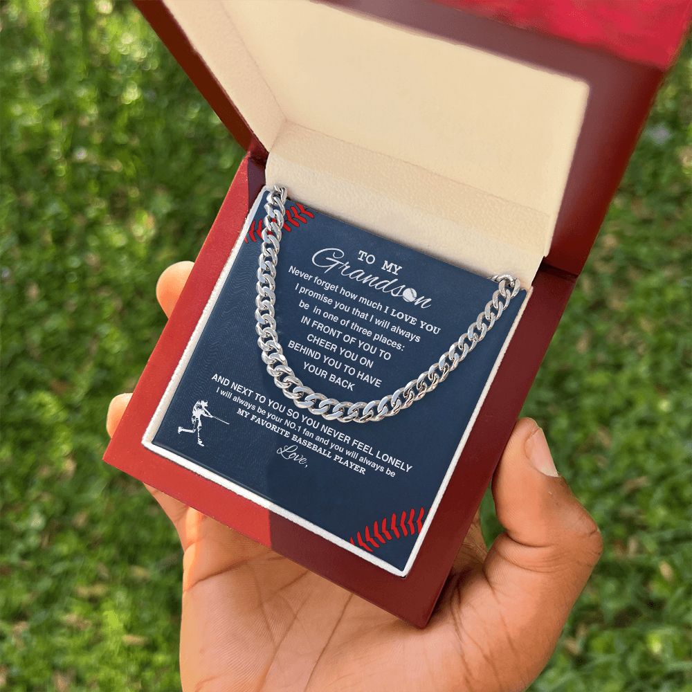 To My Grandson - #1 Fan, Personalized, Cuban Link Chain
