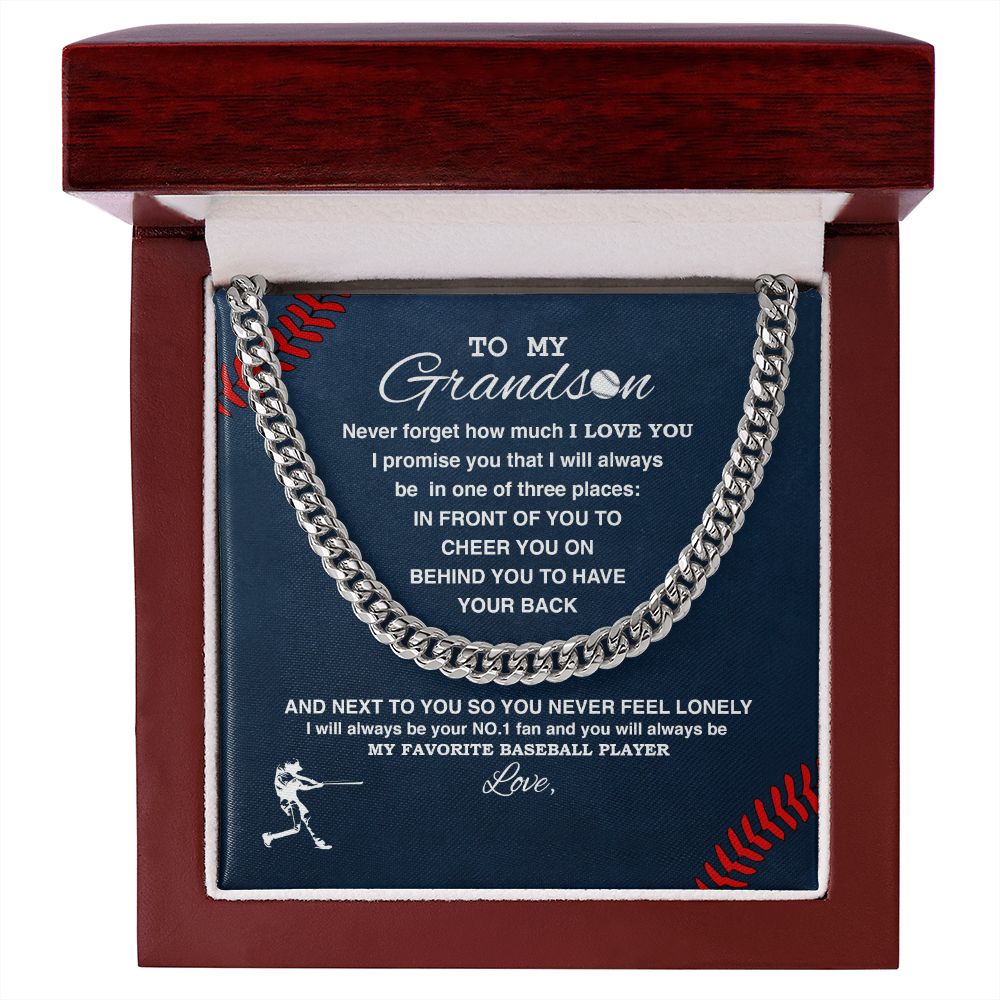 To My Grandson - #1 Fan, Personalized, Cuban Link Chain