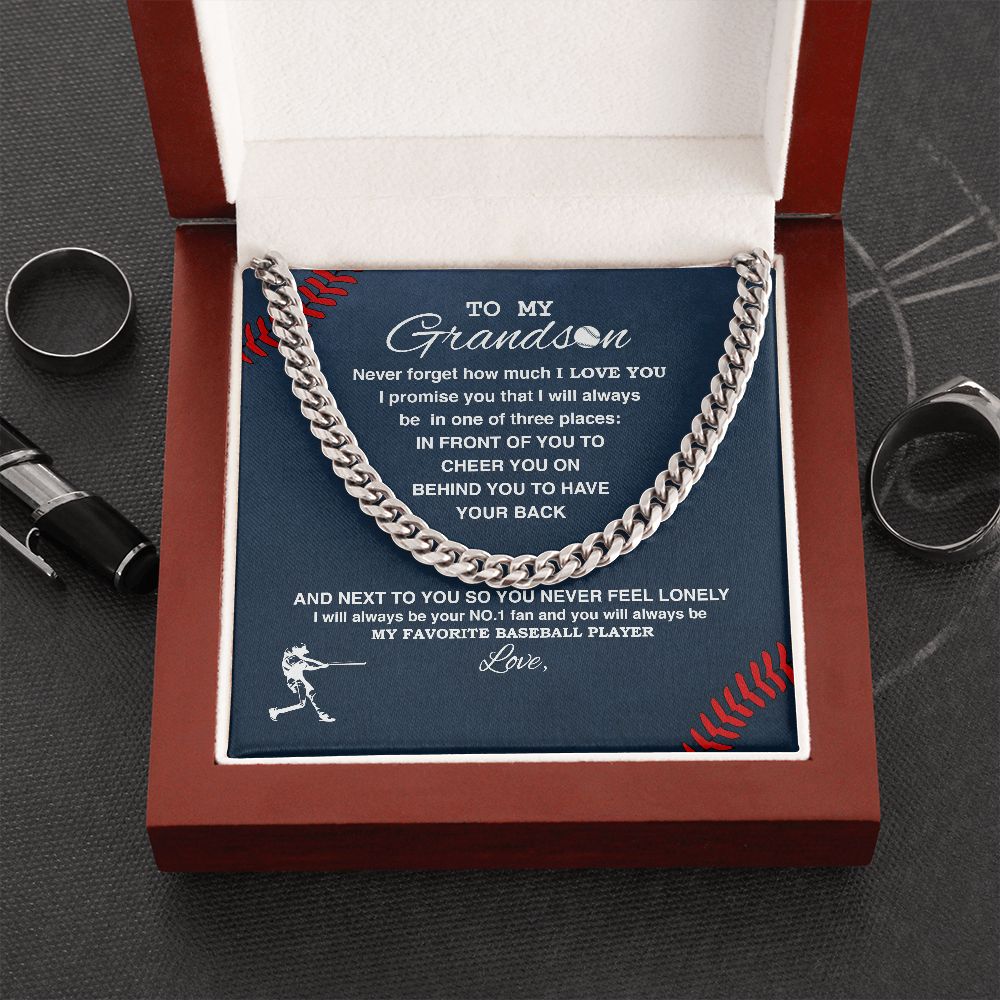 To My Grandson - #1 Fan, Personalized, Cuban Link Chain