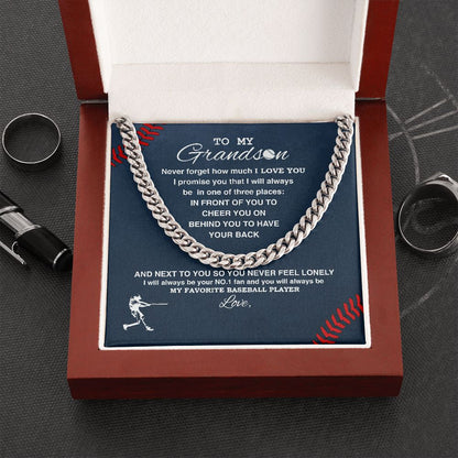 To My Grandson - #1 Fan, Personalized, Cuban Link Chain