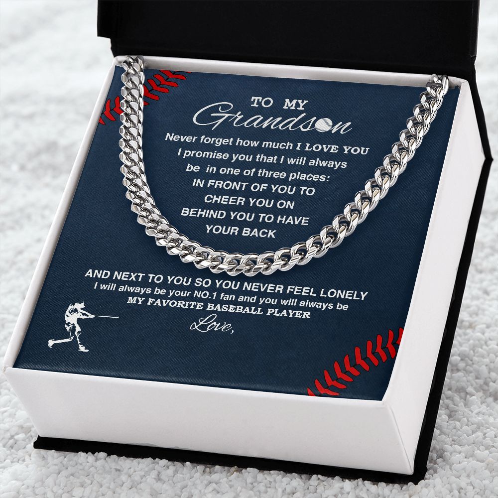 To My Grandson - #1 Fan, Personalized, Cuban Link Chain