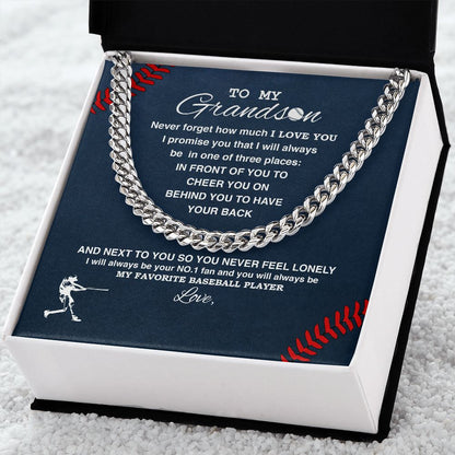 To My Grandson - #1 Fan, Personalized, Cuban Link Chain