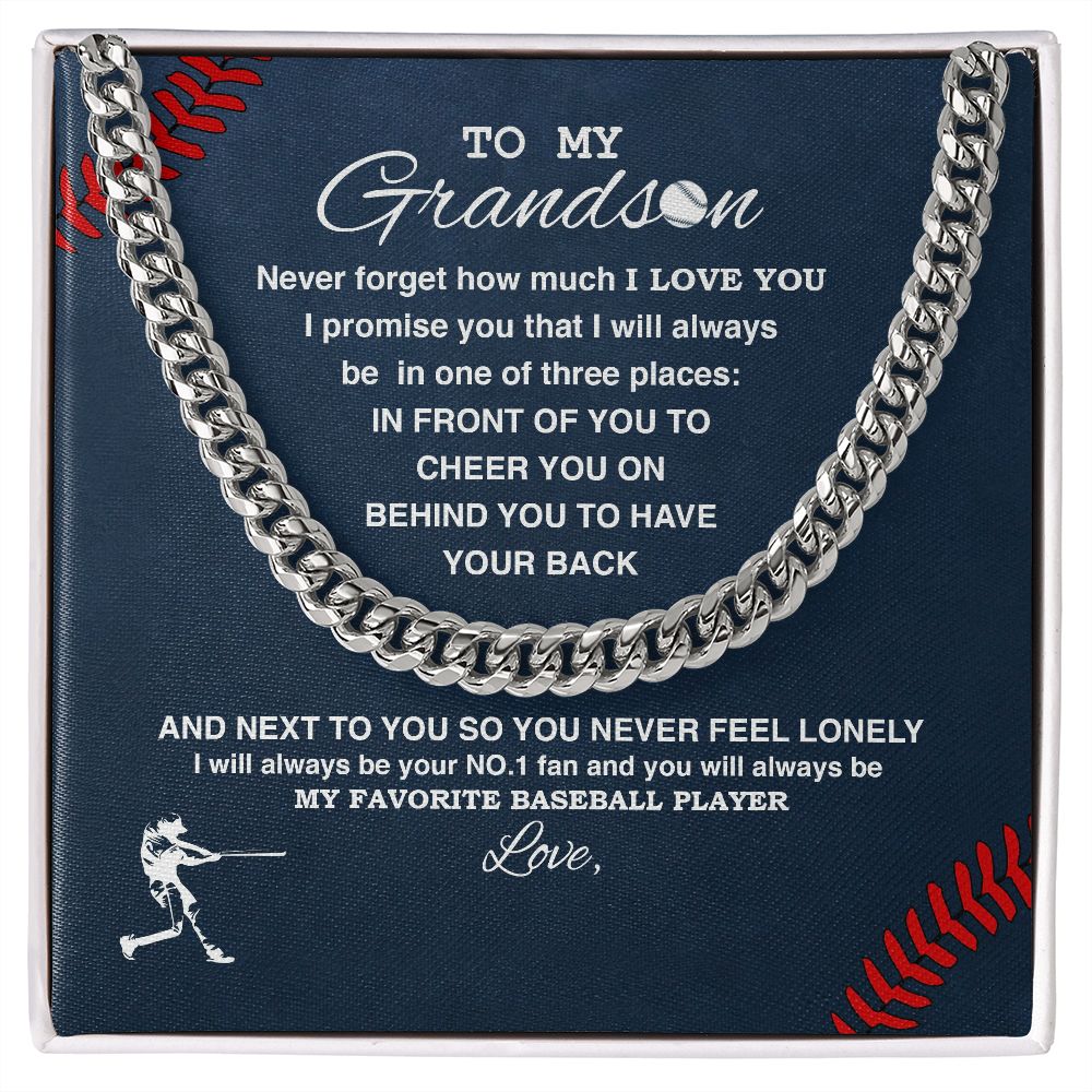 To My Grandson - #1 Fan, Personalized, Cuban Link Chain