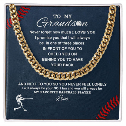 To My Grandson - #1 Fan, Personalized, Cuban Link Chain