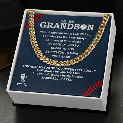 To My Grandson - #1 Fan, Personalized Ending, Cuban Link Chain