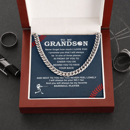 To My Grandson - #1 Fan, Personalized Ending, Cuban Link Chain