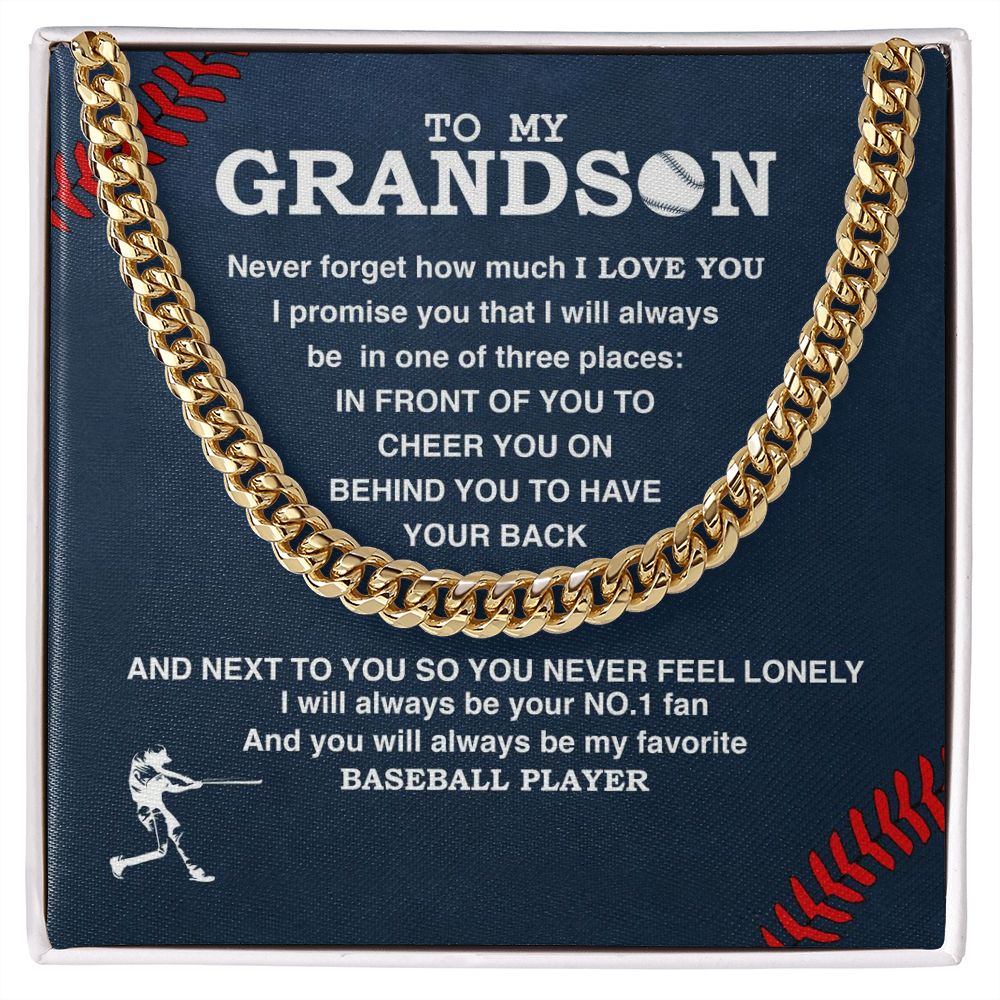 To My Grandson - #1 Fan, Personalized Ending, Cuban Link Chain