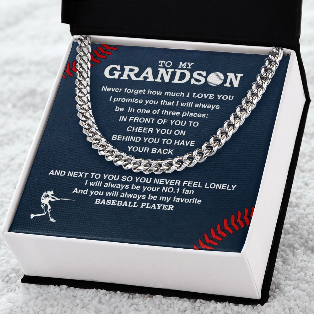 To My Grandson - #1 Fan, Personalized Ending, Cuban Link Chain
