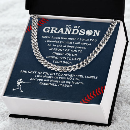 To My Grandson - #1 Fan, Personalized Ending, Cuban Link Chain