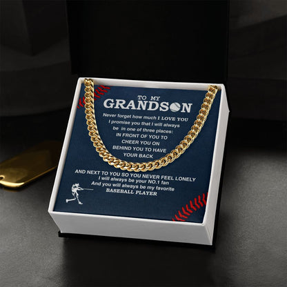 To My Grandson - #1 Fan, Personalized Ending, Cuban Link Chain