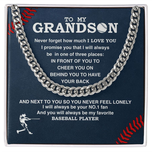 To My Grandson - #1 Fan, Personalized Ending, Cuban Link Chain