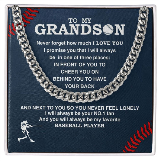 To My Grandson - #1 Fan, Personalized Ending, Cuban Link Chain