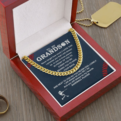 To My Grandson - #1 Fan, Personalized Ending, Cuban Link Chain