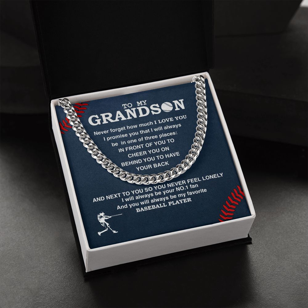 To My Grandson - #1 Fan, Personalized Ending, Cuban Link Chain