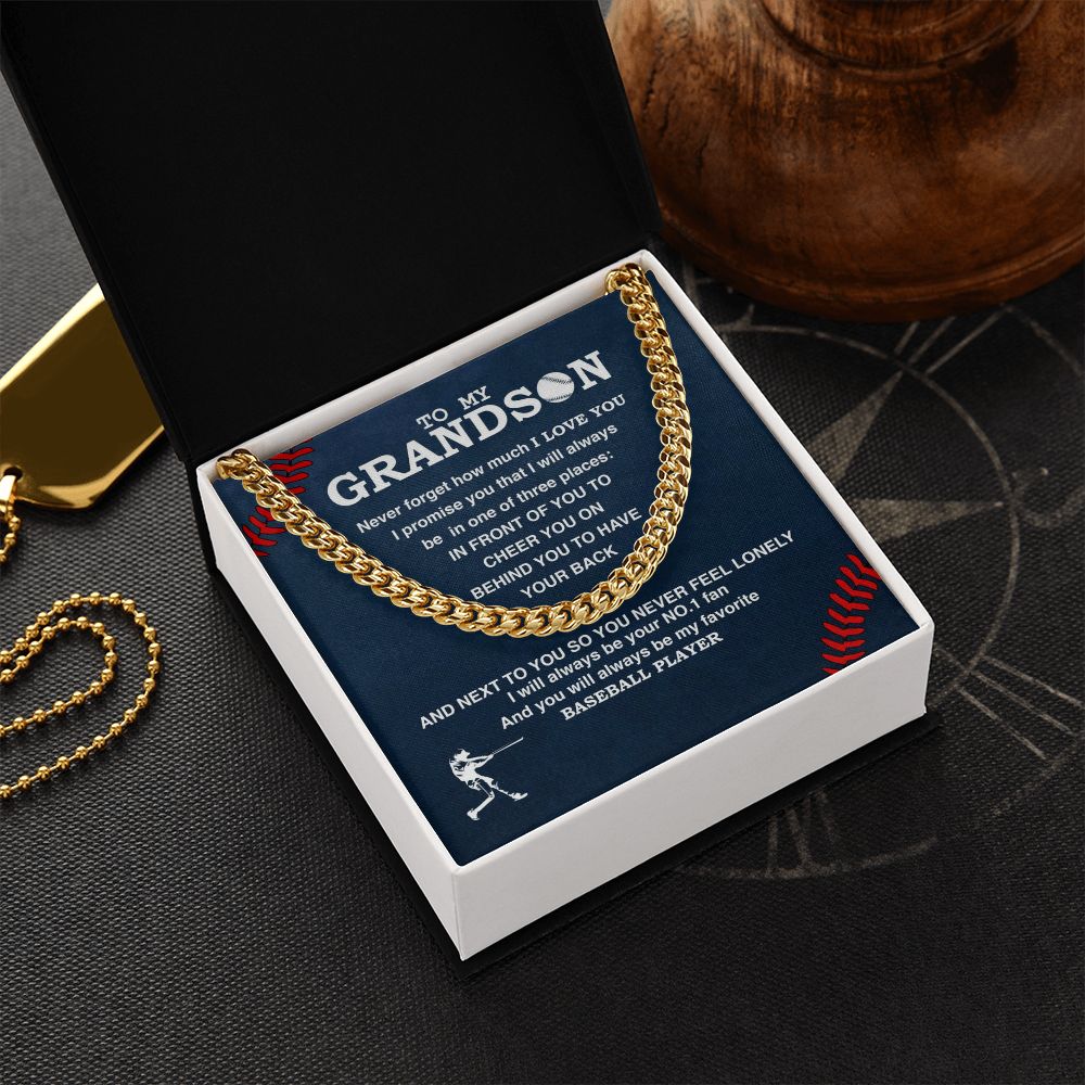 To My Grandson - #1 Fan, Personalized Ending, Cuban Link Chain