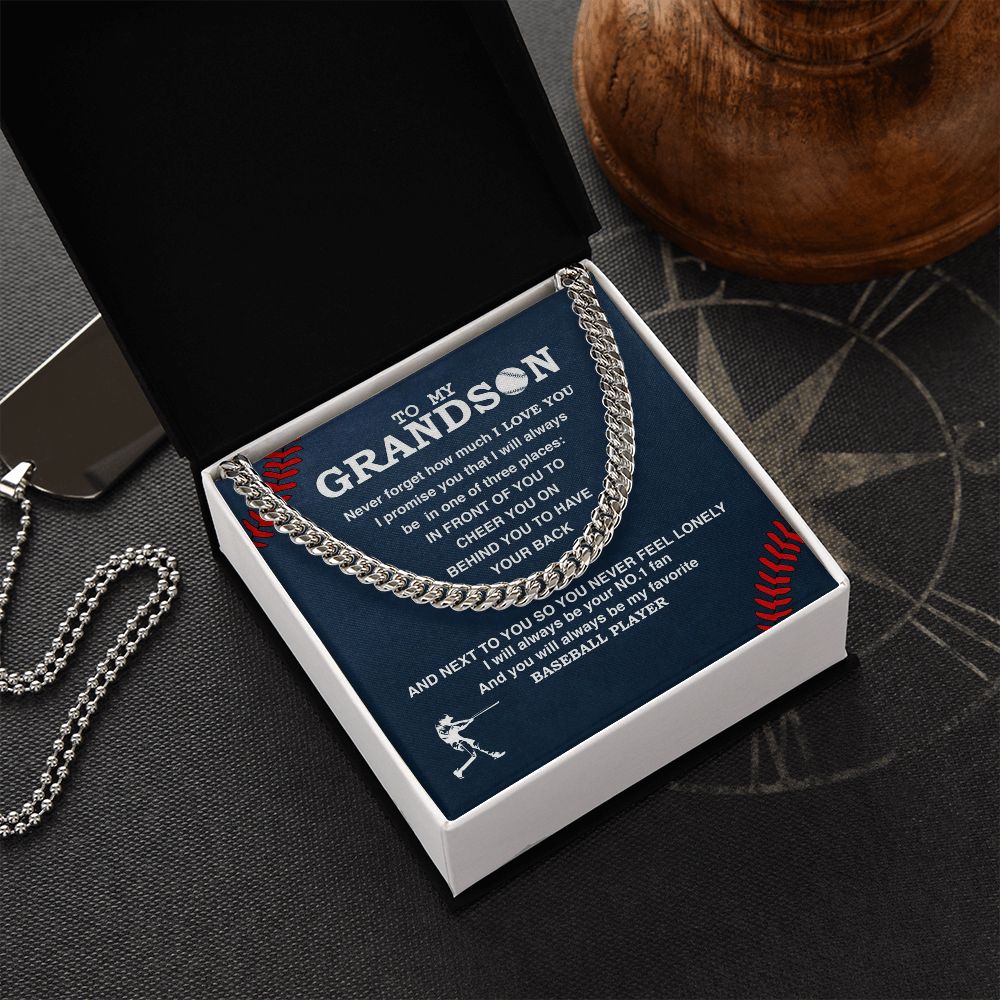To My Grandson - #1 Fan, Personalized Ending, Cuban Link Chain