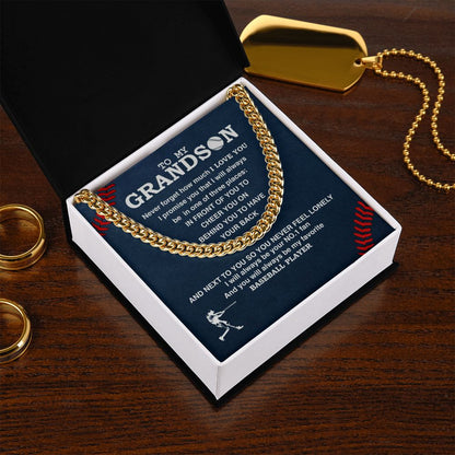 To My Grandson - #1 Fan, Personalized Ending, Cuban Link Chain