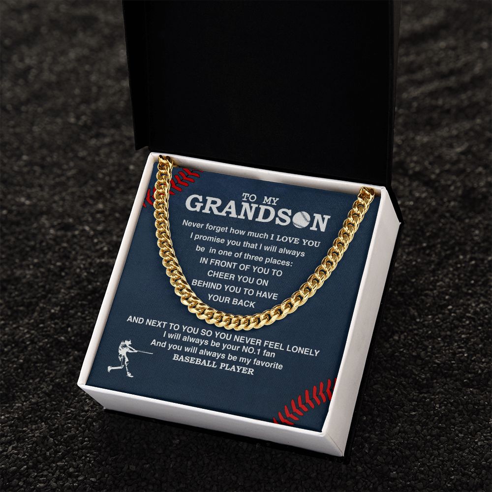 To My Grandson - #1 Fan, Personalized Ending, Cuban Link Chain