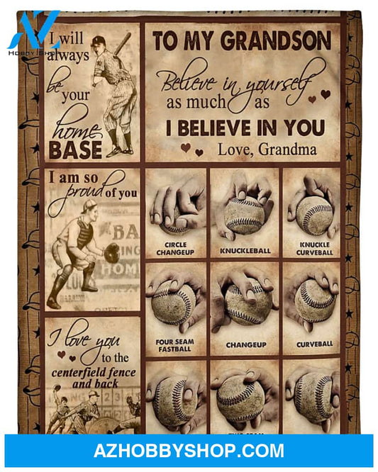 Personalized To My Grandson Baseball Fleece Blanket From Grandma I Will Always Be Your Home Base Great Customized Gift For Birthday Christmas Thanksgiving