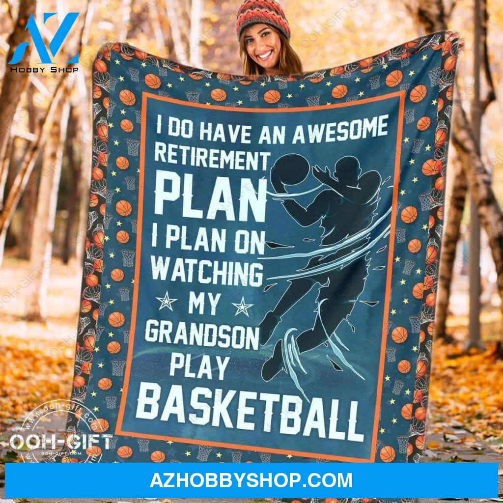 Personalized To My Grandson Basketball Fleece Blanket From Grandma Grandpa I Plan On Watching My Grandson Great Customized Gifts For Birthday Christmas Thanksgiving