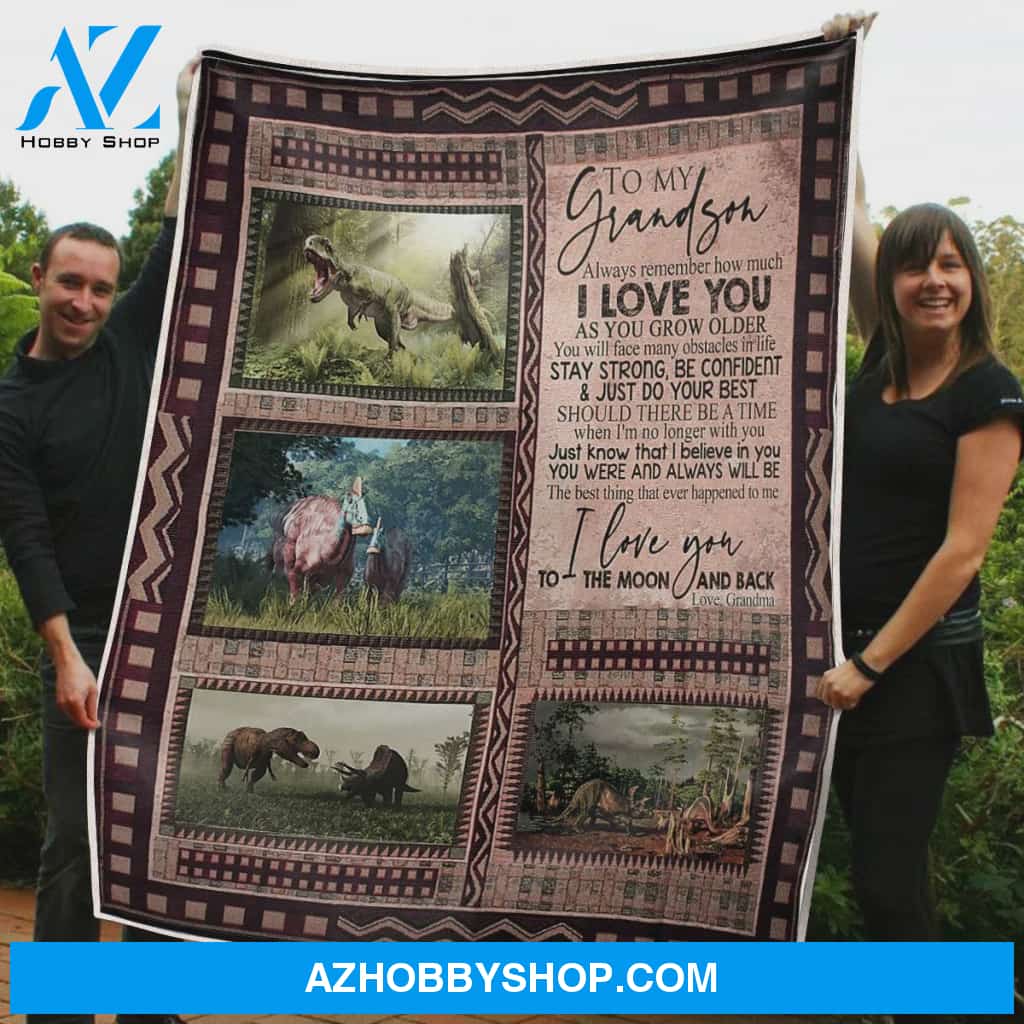 Personalized To My Grandson Dinosaur Fleece Blanket From Grandma I Stay Strong Be Confident And Do Your Best Great Customized Blanket For Birthday Christmas Thanksgiving