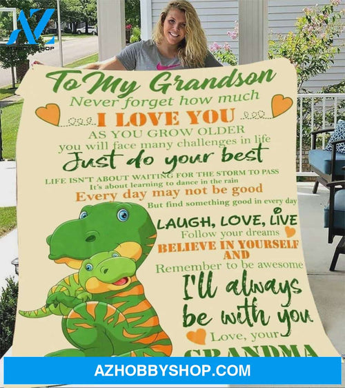 Personalized To My Grandson Dinosaur Fleece Blanket From Grandma I'll Always Be With You Great Customized Blanket For Birthday Christmas Thanksgiving