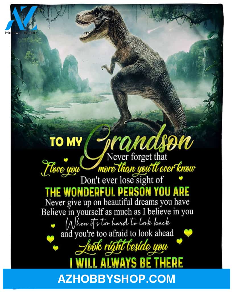 Personalized To My Grandson Dinosaur Fleece Blanket From Grandma Mimi I Will Always Be There Great Customized Gift For Birthday Christmas Thanksgiving