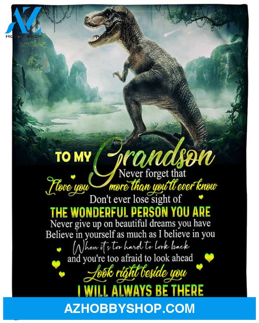 Personalized To My Grandson Dinosaur Fleece Blanket From Grandma Mimi I Will Always Be There Great Customized Gift For Birthday Christmas Thanksgiving