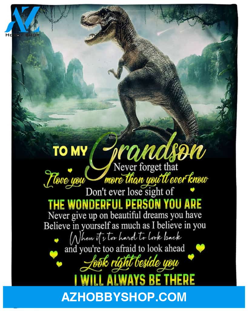 Personalized To My Grandson Dinosaur Fleece Blanket From Grandma Mimi I Will Always Be There Great Customized Gift For Birthday Christmas Thanksgiving