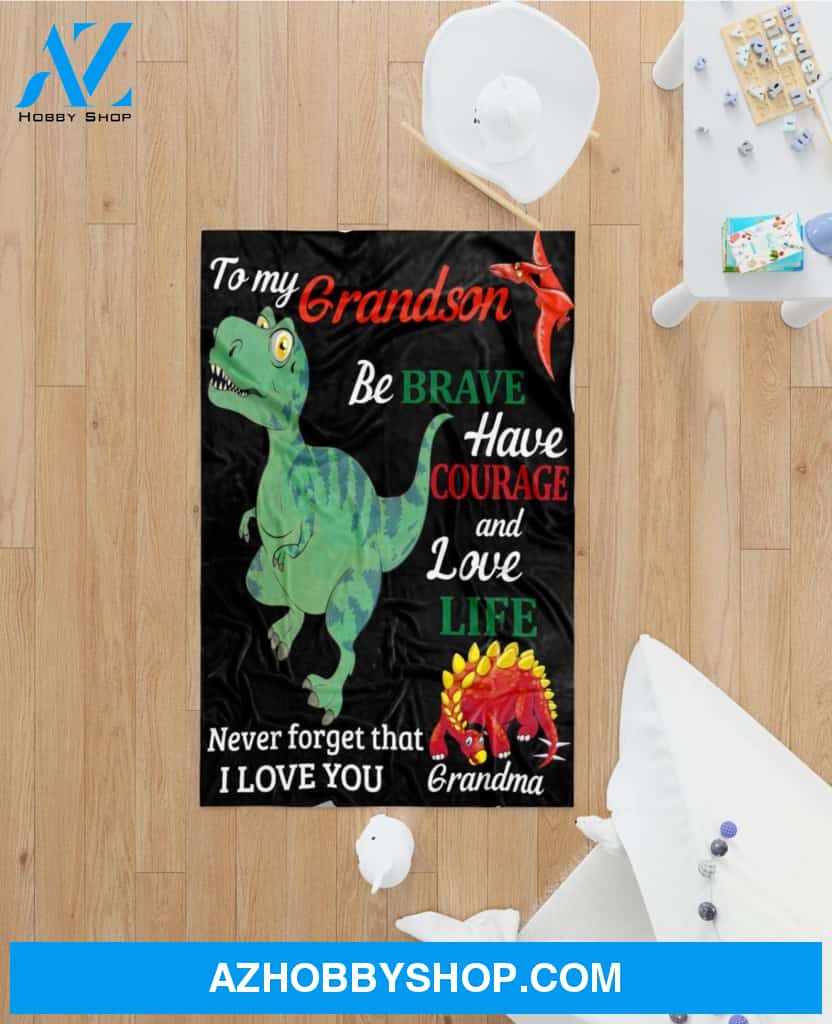 Personalized To My Grandson Dinosaur Fleece Blanket From Grandma Never Forget That I Love You Great Customized Blanket For Birthday Christmas Thanksgiving