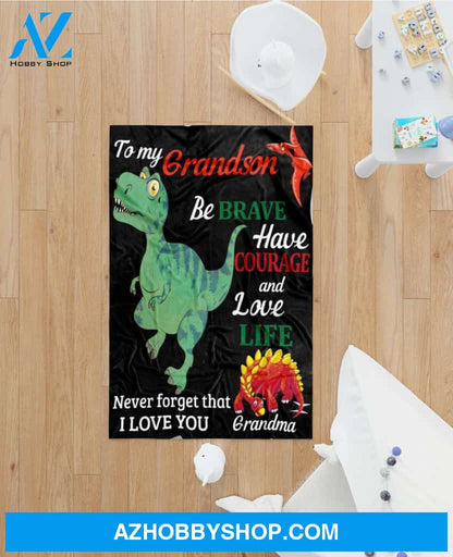 Personalized To My Grandson Dinosaur Fleece Blanket From Grandma Never Forget That I Love You Great Customized Blanket For Birthday Christmas Thanksgiving