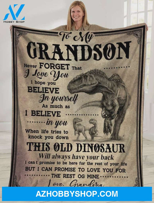Personalized To My Grandson Dinosaur Fleece Blanket From Grandma Never Forget That I Love You Great Great Customized Blanket For Birthday Christmas Thanksgiving