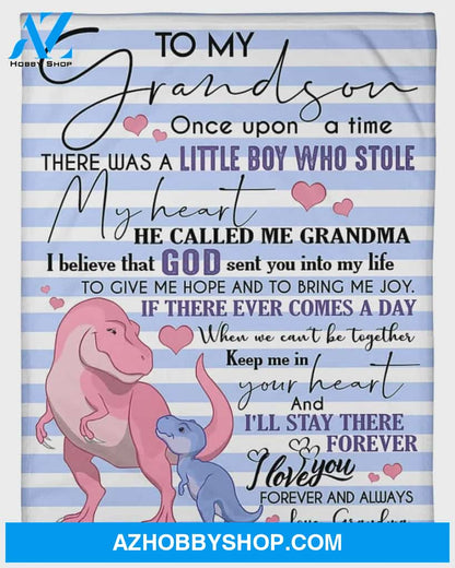 Personalized To My Grandson Dinosaur Fleece Blanket From Grandma Once Upon A Time Great Customized Blanket For Birthday Christmas Thanksgiving