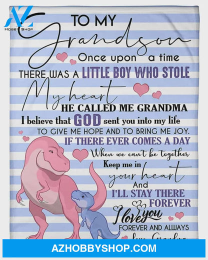 Personalized To My Grandson Dinosaur Fleece Blanket From Grandma Once Upon A Time Great Customized Blanket For Birthday Christmas Thanksgiving