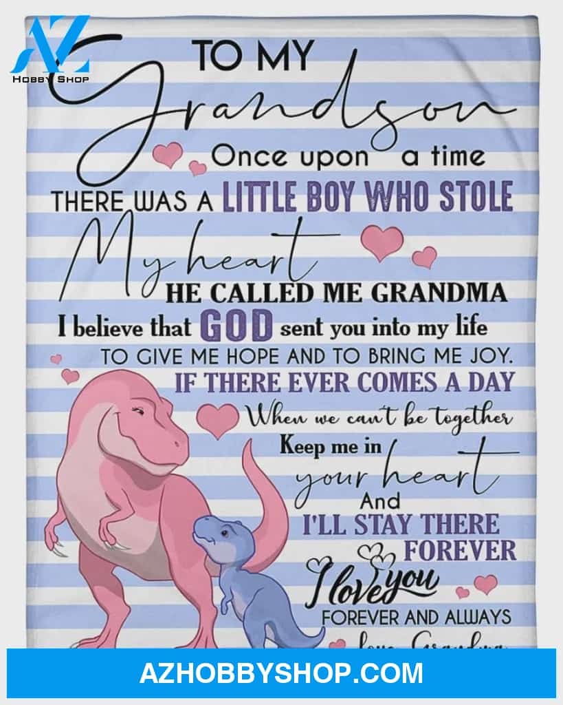 Personalized To My Grandson Dinosaur Fleece Blanket From Grandma Once Upon A Time Great Customized Blanket For Birthday Christmas Thanksgiving