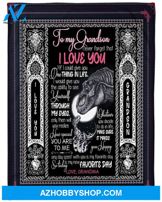 Personalized To My Grandson Dinosaur Fleece Blanket From Grandma Whatever You Decide To Do In Life Great Customized Gift For Birthday Christmas Thanksgiving