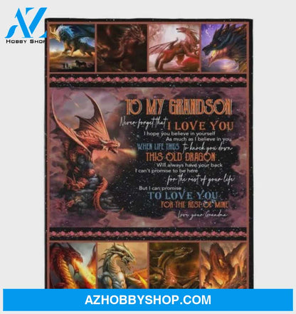 Personalized To My Grandson Dragon Fleece Blanket From Grandma Never Forget That I Love You Great Great Customized Blanket For Birthday Christmas Thanksgiving