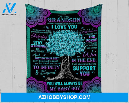 Personalized To My Grandson Fleece Blanket From Grandma Always Remember How Much I Love You Great Customized Blanket For Birthday Christmas Thanksgiving