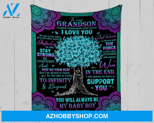 Personalized To My Grandson Fleece Blanket From Grandma Always Remember How Much I Love You Great Customized Blanket For Birthday Christmas Thanksgiving