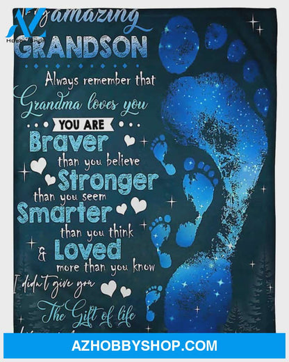 Personalized To My Grandson Fleece Blanket From Grandma Always Remember That Grandma Loves You Great Customized Gifts For Birthday Christmas Thanksgiving