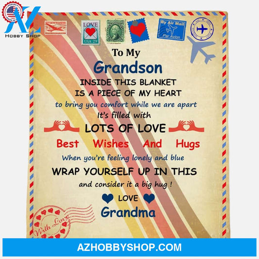 Personalized To My Grandson Fleece Blanket From Grandma Best Wishes And Hugs Great Customized Blanket For Birthday Christmas Thanksgiving