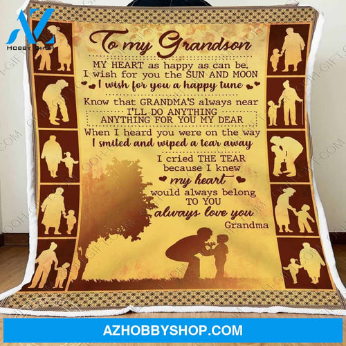 To My Grandson Fleece Blanket From Grandma - Gift For Grandson | Family Blanket