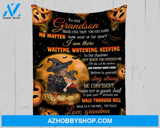 Personalized To My Grandson Fleece Blanket From Grandma I Am There Waiting Watching Keeping Great Customized Blanket For Birthday Christmas Thanksgiving