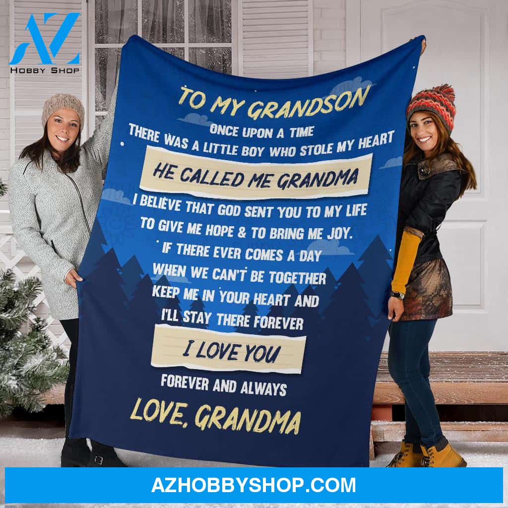 Personalized To My Grandson Fleece Blanket From Grandma I'll Stay There Forever Great Customized Gift For Birthday Christmas Thanksgiving