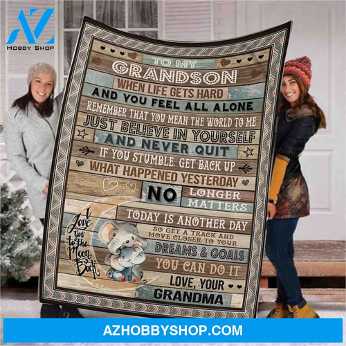 Personalized To My Grandson Fleece Blanket From Grandma Remember That You Mean The World To Me Great Customized Blanket For Birthday Christmas Thanksgiving