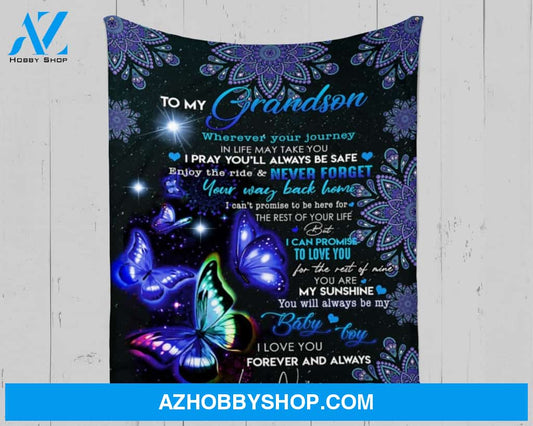 Personalized To My Grandson Fleece Blanket From Grandma You Are My Sunshine Great Customized Blanket For Birthday Christmas Thanksgiving