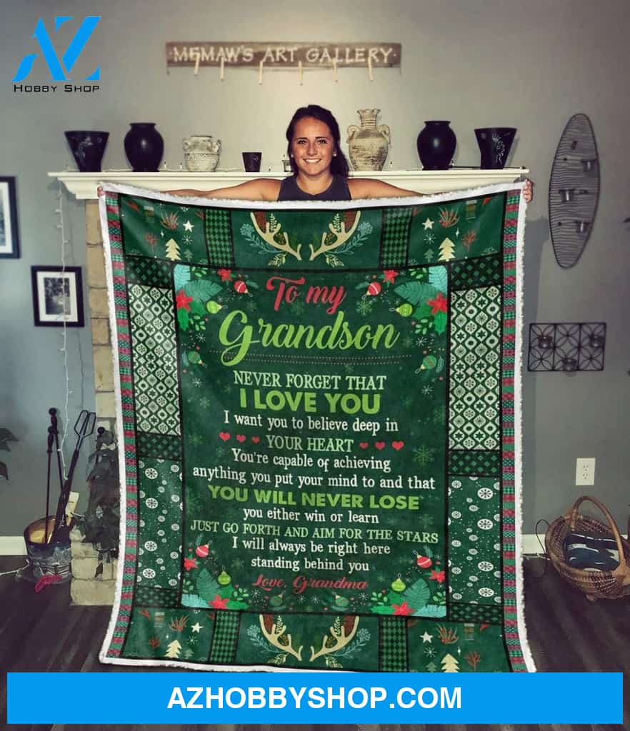 Personalized to My Grandson Fleece Blanket from Grandma You Will Never Lose Go Forth and Aim for The Stars Gifts for Grandson Gifts for Granddaughter Custom Name Blanket for Christmas Thanksgiving