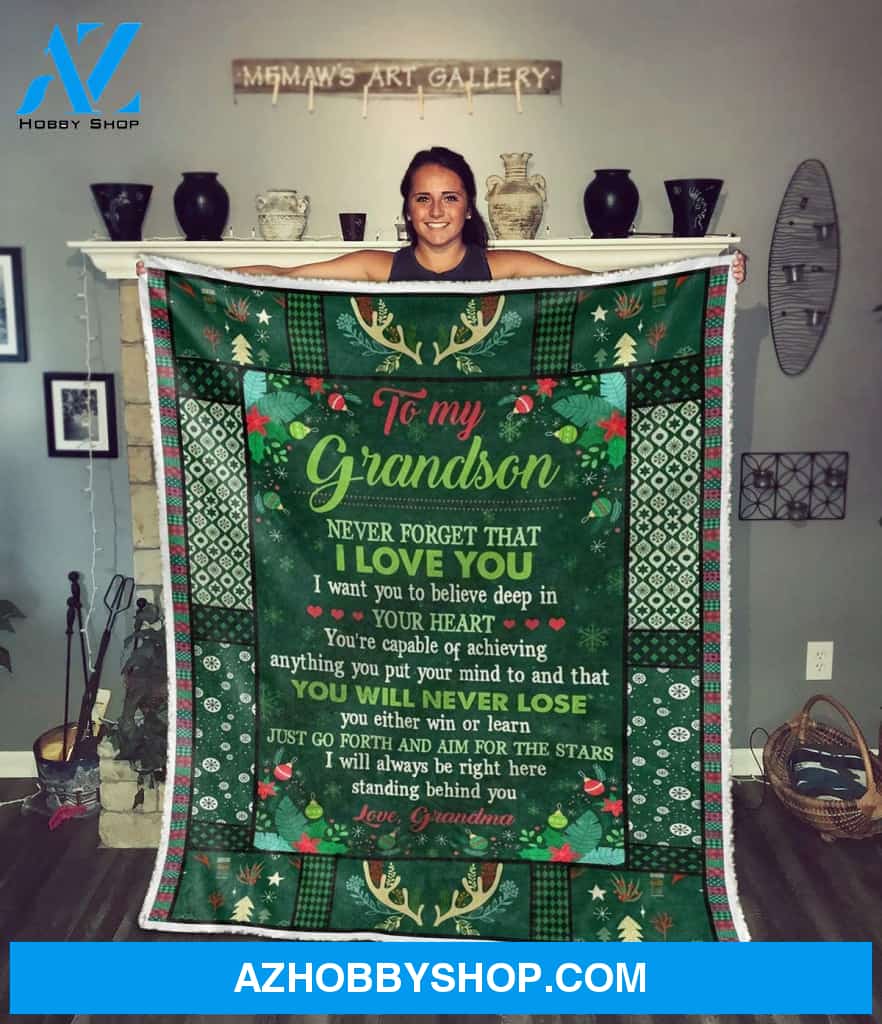 Personalized to My Grandson Fleece Blanket from Grandma You Will Never Lose Go Forth and Aim for The Stars Gifts for Grandson Gifts for Granddaughter Custom Name Blanket for Christmas Thanksgiving